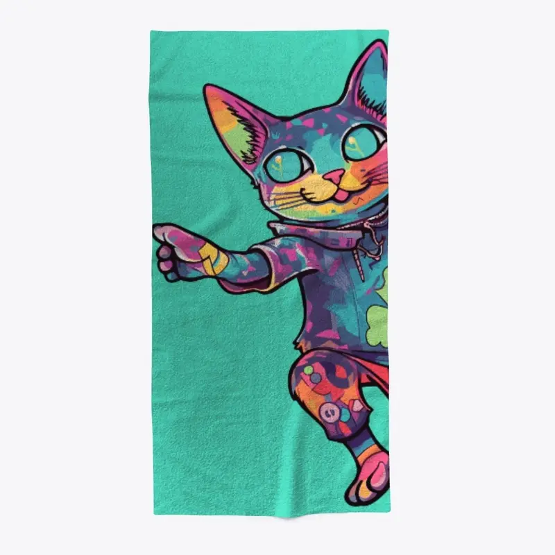 Futuristic Multicolor Cats #11 surfing