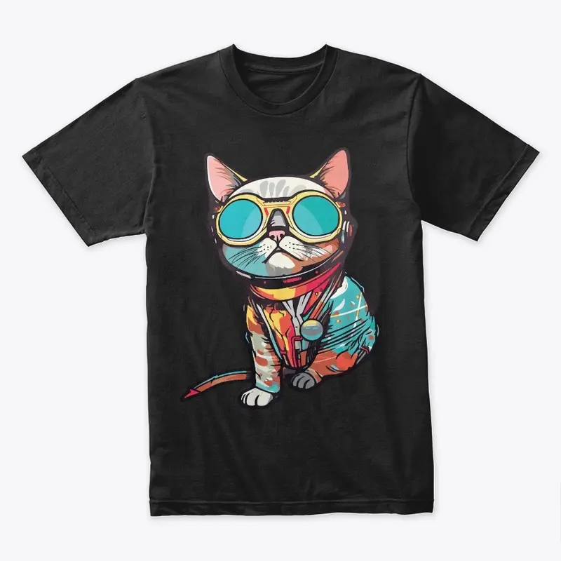 Futuristic Multicolor Cats #4 hungry cat