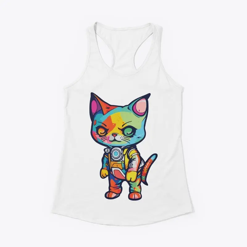 Futuristic Multicolor Cats #17 angry cat