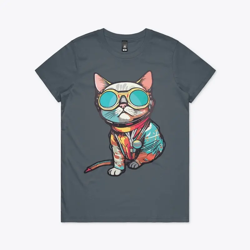 Futuristic Multicolor Cats #4 hungry cat